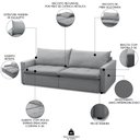 Ver imagem 3 de Sofá Cama Casal Retrátil 208cm Carly F05 Linho Impermeabilizado Cinza - Mpozenato