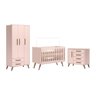 Conjunto Infantil Retrô Rosa Orion: Berço Orion Mini Cama + Guarda-roupa Orion + Cômoda Orion - 3