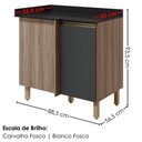Ver imagem 2 de Balcão Canto Reto com Tampo 1 Porta MDF 89 cm Kali 1222722 Carvalho Toq Chumbo Nicioli