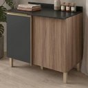Ver imagem 3 de Balcão Canto Reto com Tampo 1 Porta MDF 89 cm Kali 1222722 Carvalho Toq Chumbo Nicioli