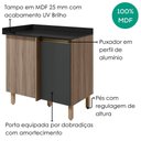 Ver imagem 4 de Balcão Canto Reto com Tampo 1 Porta MDF 89 cm Kali 1222722 Carvalho Toq Chumbo Nicioli