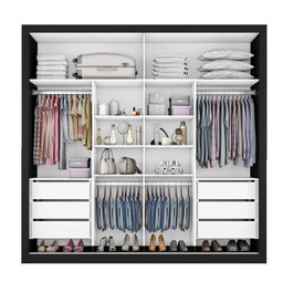 Guarda Roupa Casal 100% Mdf 2 Portas 6 Gavetas - Sevilha- Preto - 5