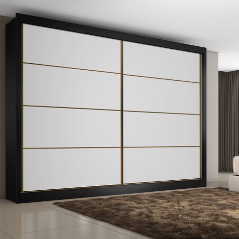 Guarda Roupa Casal 100% Mdf 2 Portas 6 Gavetas - Sevilha- Preto