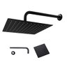 Ducha Chuveiro Inox 20x20 Preto Fosco Quadrado Parede Suporte Redondo Banheiro Piscina Area Externa  - 1