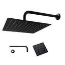 Ver imagem 1 de Ducha Chuveiro Inox 20x20 Preto Fosco Quadrado Parede Suporte Redondo Banheiro Piscina Area Externa