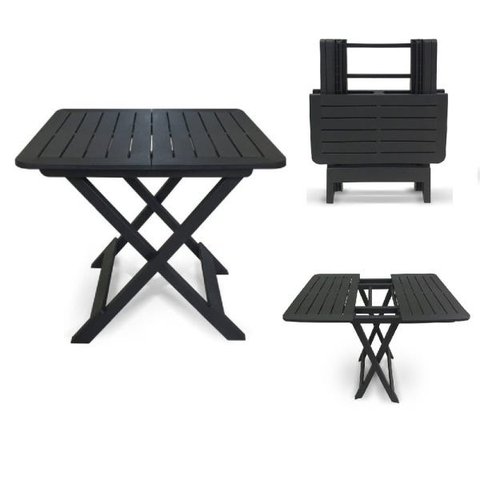 Mesa Quadrada Dobrável Multiuso P/ Bar Restaurante Casa Festa Jardim Área Externa 80x72cm - Preta