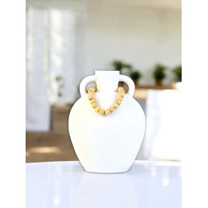 Vaso Decorativo Branco com Colar Grande