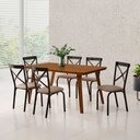 Ver imagem 2 de Mesa de Jantar Millena 160cm em Madeira Maciça Estilo Contemporâneo Vintage Retrô Reforçada Castanho