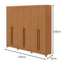 Ver imagem 3 de Guarda-roupas Casal Bertha 6 Portas 6 Gavetas sem Espelho com Pés - Lp - Rei de Casa Amendoa Clean