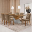 Ver imagem 1 de Mesa para Sala de Jantar Aster 180cm Mdf Tampo Laminado Canto Copo e 6 Cadeiras Melissa