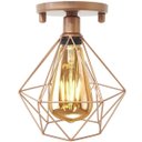 Ver imagem 4 de 3 Lustre Teto Plafon + 3 Lâmpada LED St64 Industrial Aramado Diamante Retrô Vintage Cobre Rose
