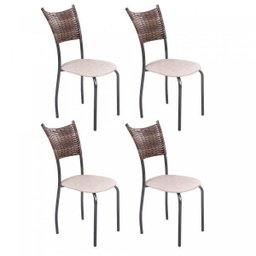 Conjunto Sala de Jantar Espanha com 4 Cadeiras em Aço Tampo de Vidro Mais Decor - 3