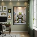 Ver imagem 2 de Quadro Decorativo Sapo no Banheiro 70x50cm Mold Preta