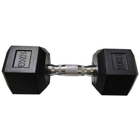 Halter Peso 10kg Sextavado Dumpbell Emborrachado Cromado Academia Musculaçao Biceps Triceps Ombro Ex