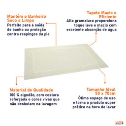 Toalha de Piso Felpuda Prime Jacquard 50x70cm - Wp Connect - Creme - 5