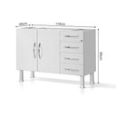 Ver imagem 6 de Gabinete Ideal Prime de Aço para Cozinha C/ 4 Gavetas 1,20 - Branco