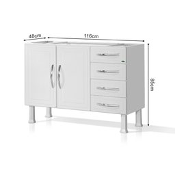 Gabinete Ideal Prime de Aço para Cozinha C/ 4 Gavetas 1,20 - Branco - 6 Gabinete Ideal Prime de Aço para Cozinha C/ 4 Gavetas 1,20 - Branco - 6