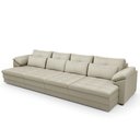 Ver imagem 2 de Sofá Retrátil para Sala de Estar 6 Lugares 414cm Riza S03 Couro Bege Pérola - Lyam Decor