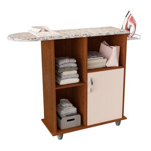 Tábua de Passar com Armário Organizador Miami Qualitare:freijo Baunilha