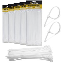 500 Enforca Gato Cinta Plástica Abraçadeira Lacre de Nylon 3.6x300mm Fita Hellerman 30cm Branco - 1