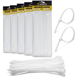 500 Enforca Gato Cinta Plástica Abraçadeira Lacre de Nylon 3.6x300mm Fita Hellerman 30cm Branco