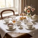 Ver imagem 4 de Jogo de 4 Xicaras com Pires para Cha 200ml Lacet Porcelana Mesa Romantica Full Fit
