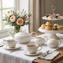 Ver imagem 6 de Jogo de 4 Xicaras com Pires para Cha 200ml Lacet Porcelana Mesa Romantica Full Fit