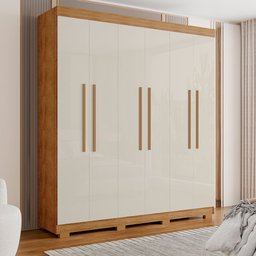 Guarda Roupa Casal 6 Portas 4 Gavetas Porto Bello Plus Cedro Areia - Saga Decor - 2