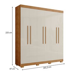 Guarda Roupa Casal 6 Portas 4 Gavetas Porto Bello Plus Cedro Areia - Saga Decor - 4
