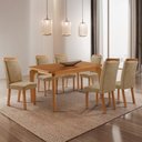 Ver imagem 1 de Mesa de Jantar Liz 180 cm Tampo MDF Laminado Canto Copo com 6 Cadeiras Aline