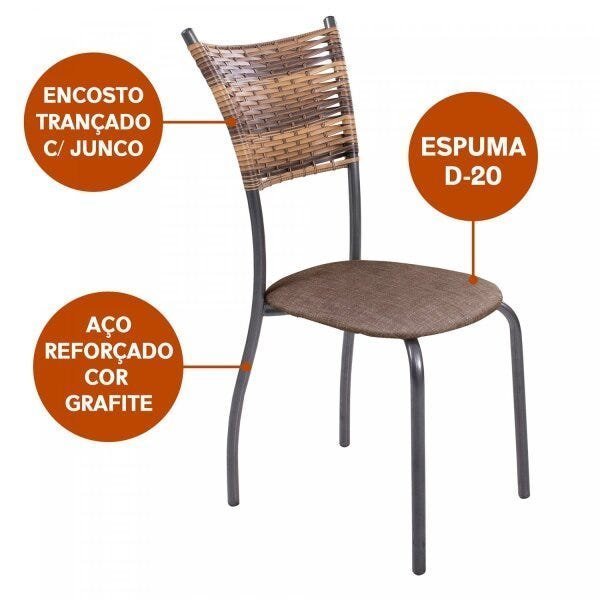 Conjunto Sala de Jantar Espanha com 4 Cadeiras em Aço Tampo de BP Melamínico Mais Decor - 2