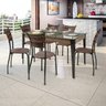 Conjunto Sala de Jantar Espanha com 6 Cadeiras em Aço Tampo de Vidro Espresso Móveis - 1