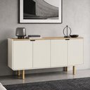 Ver imagem 4 de Aparador Buffet para Sala de Jantar 4 Portas 160cm Orgânico Nordic A03 Hanover Off White Roble -