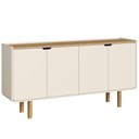 Ver imagem 2 de Aparador Buffet para Sala de Jantar 4 Portas 160cm Orgânico Nordic A03 Hanover Off White Roble -