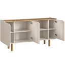 Ver imagem 7 de Aparador Buffet para Sala de Jantar 4 Portas 160cm Orgânico Nordic A03 Hanover Off White Roble -