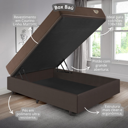 Cama Box com Baú 138x188 com Colchão Casal Relax Adorabile Molas Ensacadas Ecoflex Courino Linho - 5