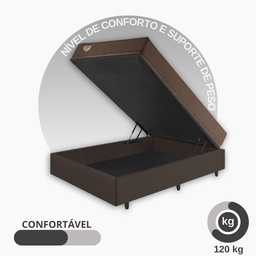 Cama Box com Baú 138x188 com Colchão Casal Relax Adorabile Molas Ensacadas Ecoflex Courino Linho - 6