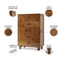 Ver imagem 3 de Cômoda Quarto 81cm Madeira Pinus 5 Gavetas Carl Imbuia Z25 - Mpozenato