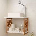 Ver imagem 2 de Conjunto Gabinete Banheiro Completo 50cm Cobre Branco Armário com Cuba Torneira e Acessórios Moderno