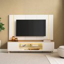 Ver imagem 1 de Painel Tv até 75" Sala Rack Bancada 239cm Alvaro Led Tauari/off White L04 - D'Rossi