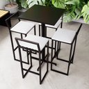 Ver imagem 1 de Conjunto Mesa Alta Bar Bistrô Quadrada Preta 4 Banquetas Confort Estofado Don Castro