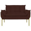Ver imagem 5 de Poltrona Sofá Luxo Base Metal Dourado Recepção Escritório Cor:marrom