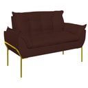 Ver imagem 4 de Poltrona Sofá Luxo Base Metal Dourado Recepção Escritório Cor:marrom
