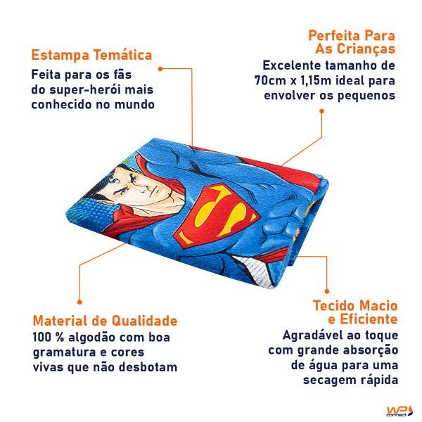 Toalha de Banho Infantil Felpuda Prisma Superman 115x70 - Wp - 5