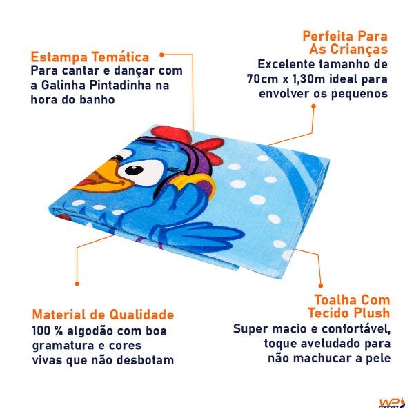Toalha de Banho Infantil Velour Galinha Pintadinha 130x70 - Wp - 5