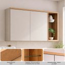 Ver imagem 4 de Armário Aéreo Nicho Decorativo 2 Portas Prateleira em Vidro MDF Spot Led Jequitibá/Gris Fosco G77 - 