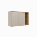 Ver imagem 1 de Armário Aéreo Nicho Decorativo 2 Portas Prateleira em Vidro MDF Spot Led Jequitibá/Gris Fosco G77 - 