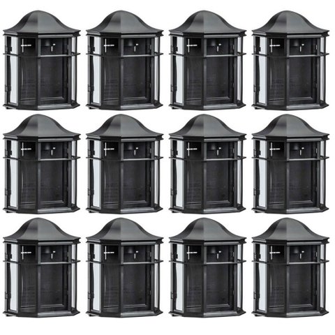 Kit 12 Arandelas Colonial de Ville Luminária Preta Bivolt Dital Lente Transparente