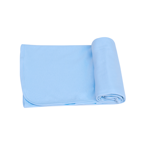 Manta Cueiro Bebê Malha com Viés 80x90cm: Azul Bebê