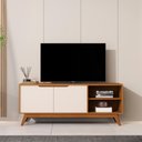 Ver imagem 2 de Rack Bancada Tucumã 1.4 Tv até 60 Pol. Pés de Madeira Maciça Nature/off White